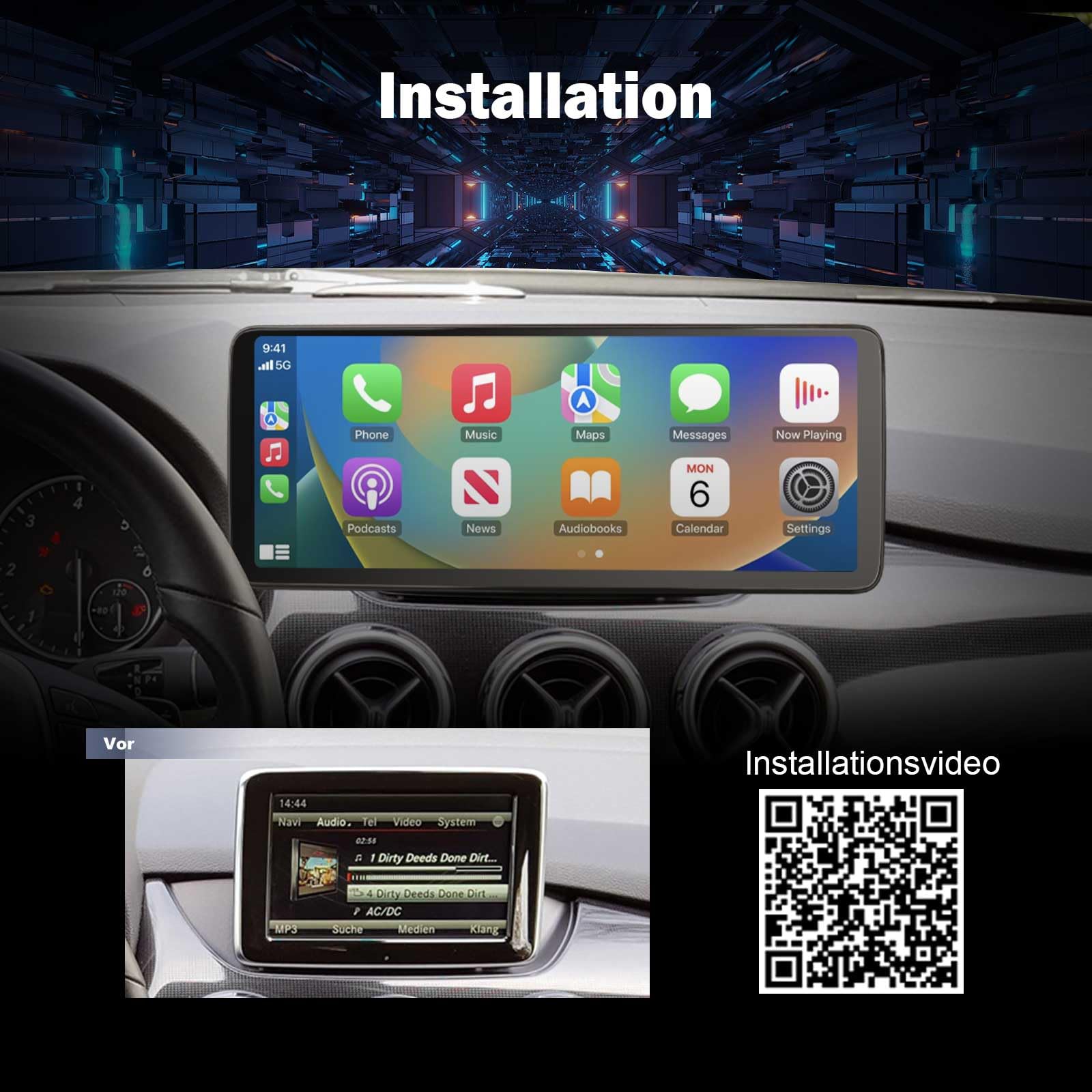 8GB+128GB Qualcomm 8 rdzeniowy Android 14.0 DAB+ radio samochodowe GPS dla Mercedes Benz klasy B W246 2013-2015 z nawigacją CarPlay, Android Auto, WiFi, Bluetooth 5.1, USB, 4G, CANbus, COMAND, 12,3