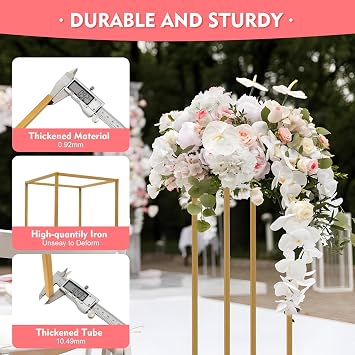Gdrasuya10 10Pcs Metal Flower Stand for Wedding Table Centerpieces 31.49 Tall Gold Flower Arrangement Vase Metal Flower Stand Flower Rack Geometric Stand for Party Home Reception Decor