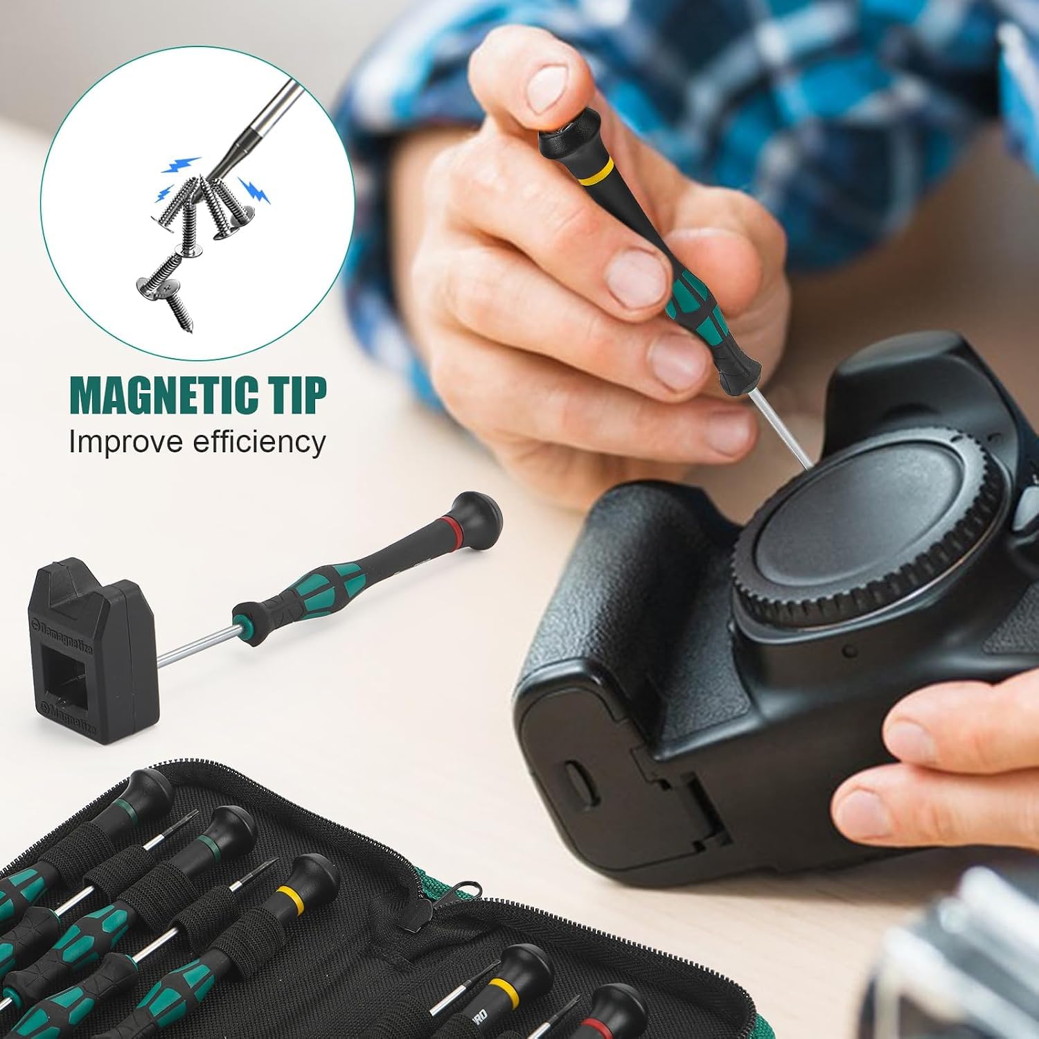 GRENPRO Juego de destornilladores de precisión de 10 piezas, pequeños destornilladores magnéticos con Phillips, ranurados, estrella Torx para gafas, reloj, computadora, laptop, teléfono