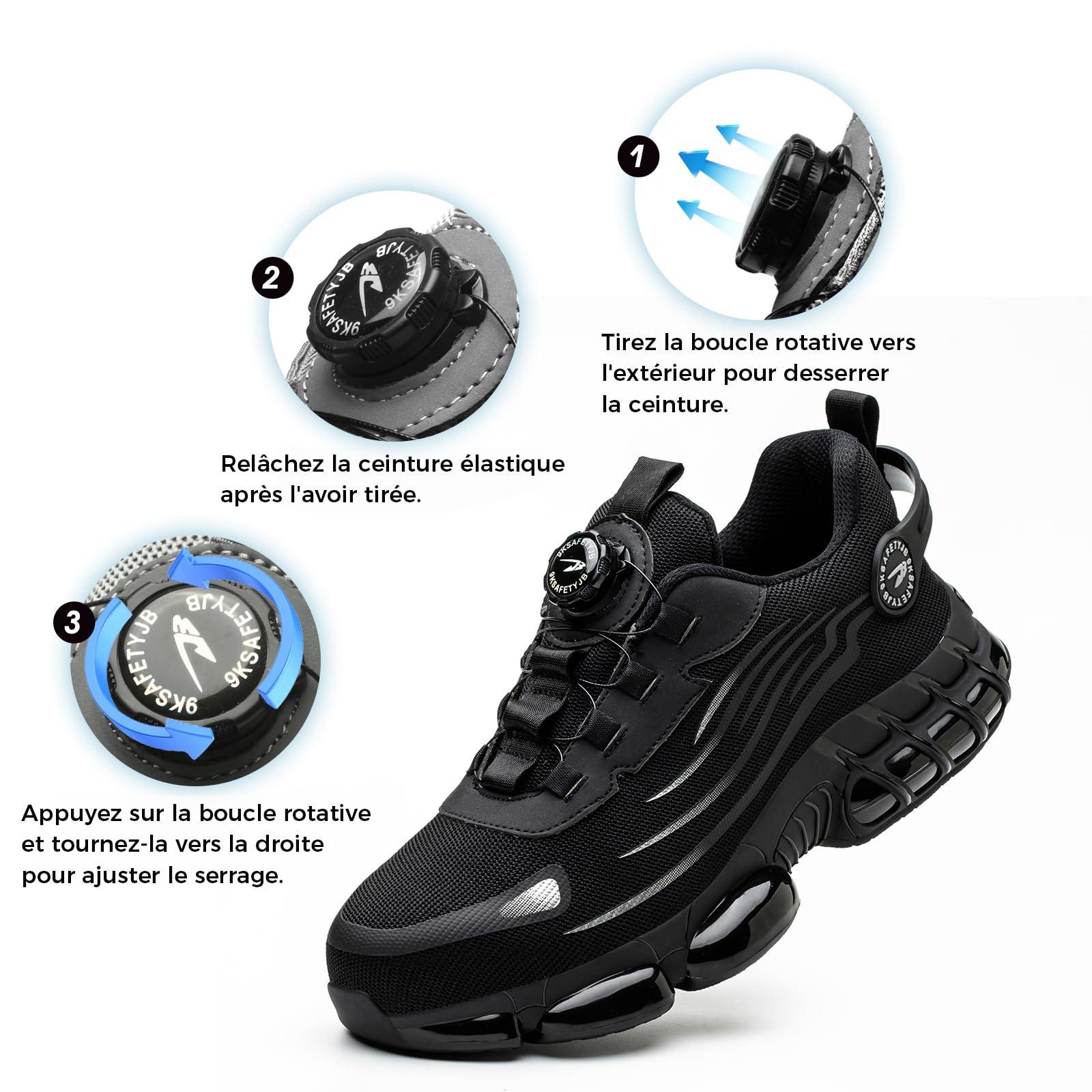 Chaussures de Sécurité Hommes Femmes Basket Respirante Antidérapante Légère Travail avec Embout en Acier 36-46 EU