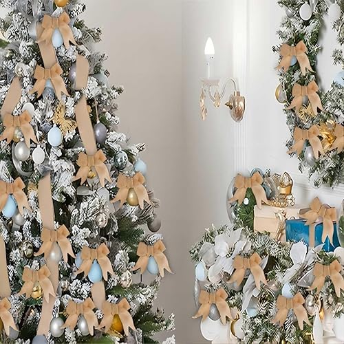 Miniatura 5 de Cinta de arpillera  Cintas de yute natural mejoradas de 2.5 pulgadas (2025), rollo de cintas rústicas de tela de 10 yardas, cinta de envoltura de