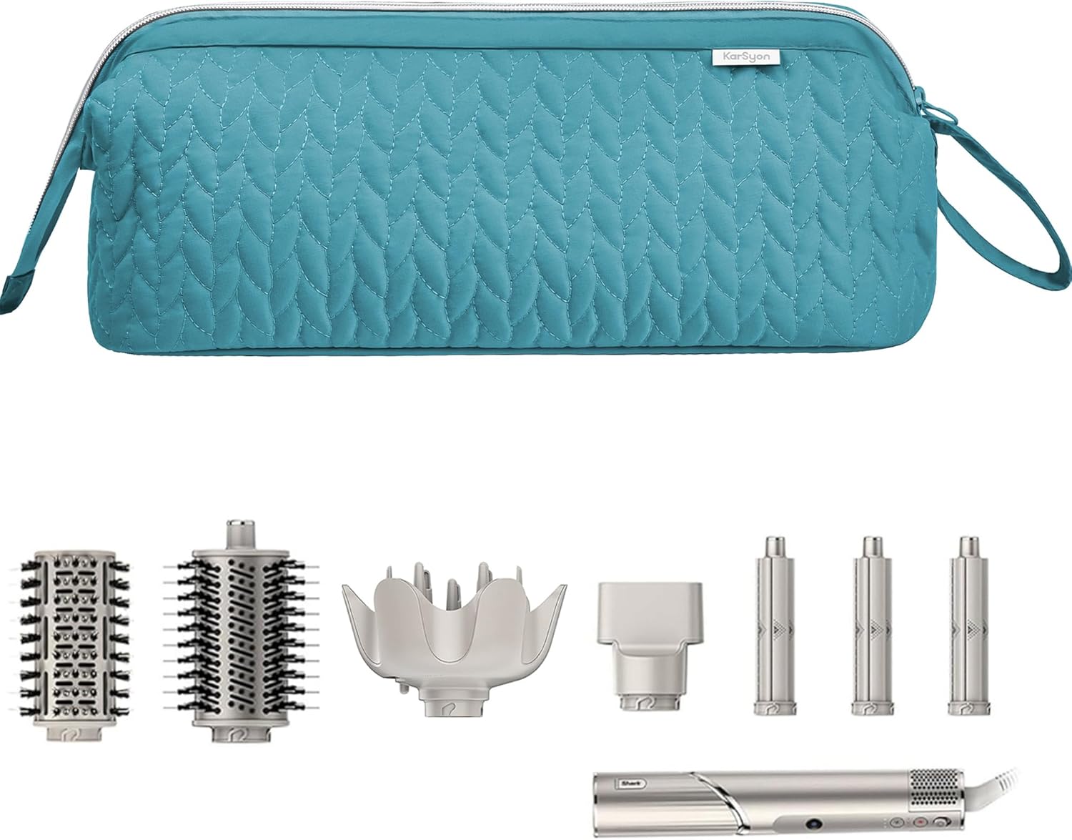 Shark Flex Style Case for Dyson Airwrap Hair Dryer Brush Revlon Hair Tools Travel Bag Carrying Case Flat Curling Iron Organizer (Teal Blue)