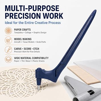 Craft Cutting Tools Pen, Rotary Craft 360 Degree Rotating Blade with 3 Cutter Heads, Stainless Steel Carving Cutter Set Kit for Paper Crafts Model Making Woodworking