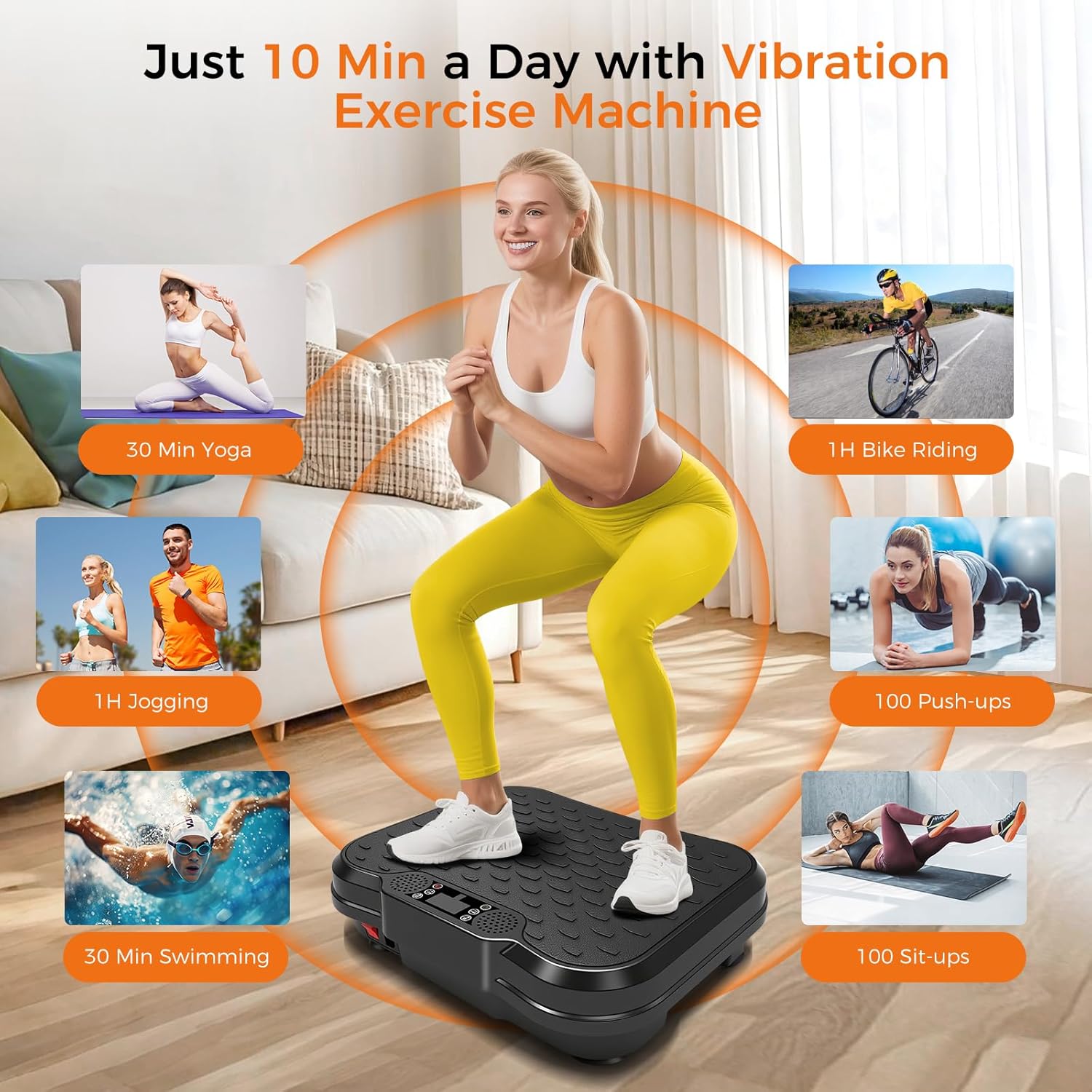Vibration Plate Exercise Machine,Vibrating Platform for Lymphatic Drainage with 250 Speeds,450 lbs Weight Capacity,Vibrated Plates for Weight Loss,Full Body Workout Equipment for Fitness at Home - Image 2