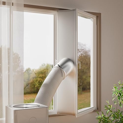 Althorion Kit de sellado de ventana de aire acondicionado portátil plateado, 30 % de aislamiento térmico de parasol, kit de sellado de ventilación