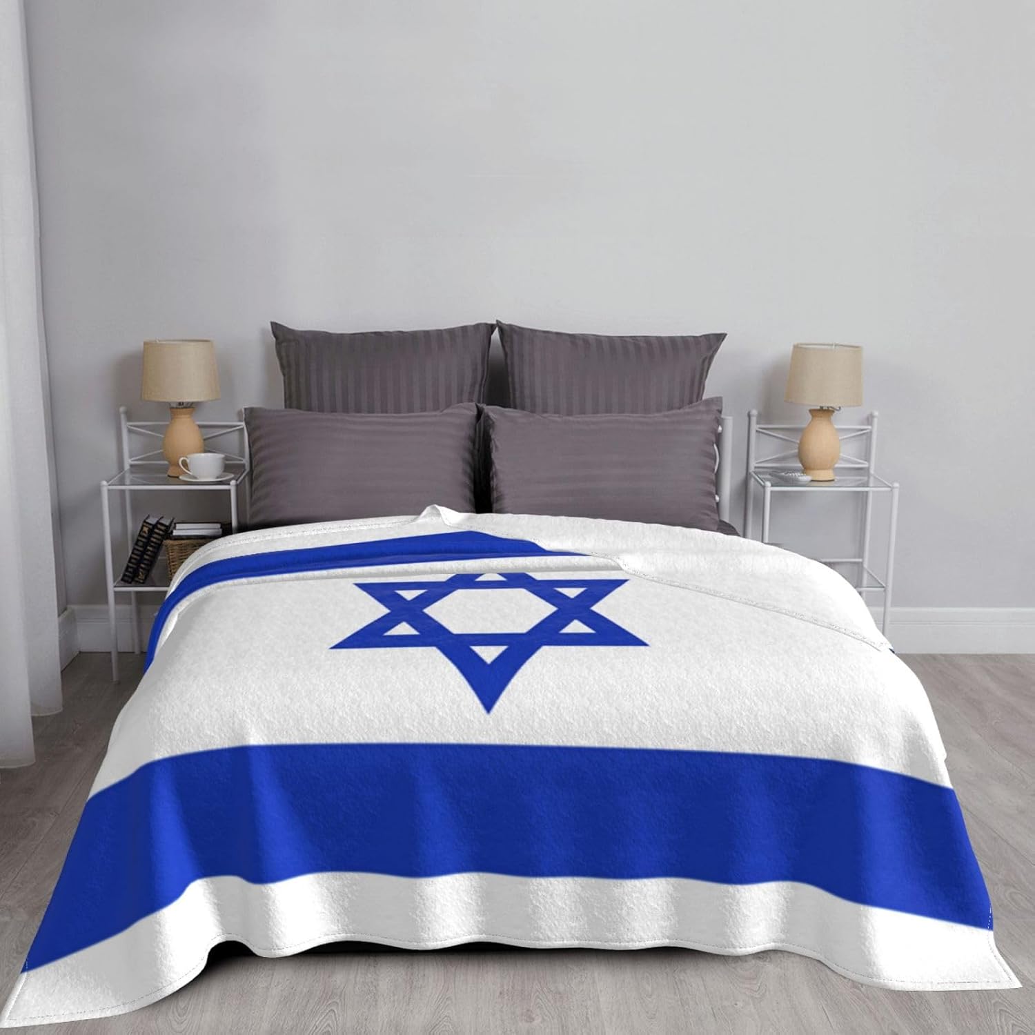 Kkaingg Israel Israeli Flags Blanket Gifts Funny Throw Blanket Flannel Blanket Ultra-Soft Blanket Fuzzy Blanket Plush Blanket Soft Cozy Lightweight Blanket for Sofa Bed 80"x60"
