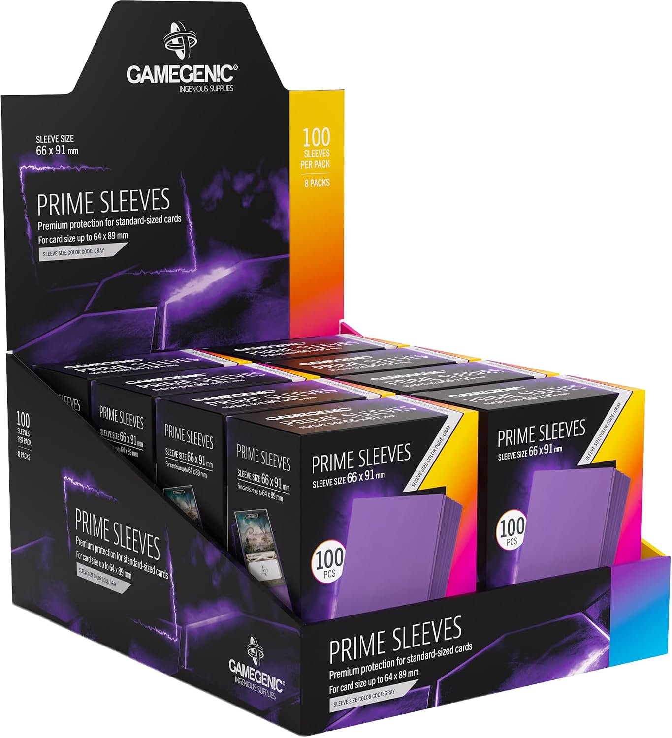 Gamegenic Prime Sleeves 66x91 - Purple Color, 100 Count | Gamegenic Prime Sleeves 66x91 – 100 Count Matte Card Protectors, High Opacity, Acid-Free and No PVC, Standard Size, Purple