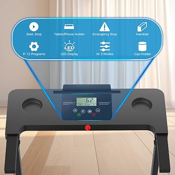 AoraPulse Portable Foldable Treadmills for Home, Small Folding Treadmill for Home Office with 300 LBS Capacity, Walking Running Exercise Electric Compact Treadmill with LED Display