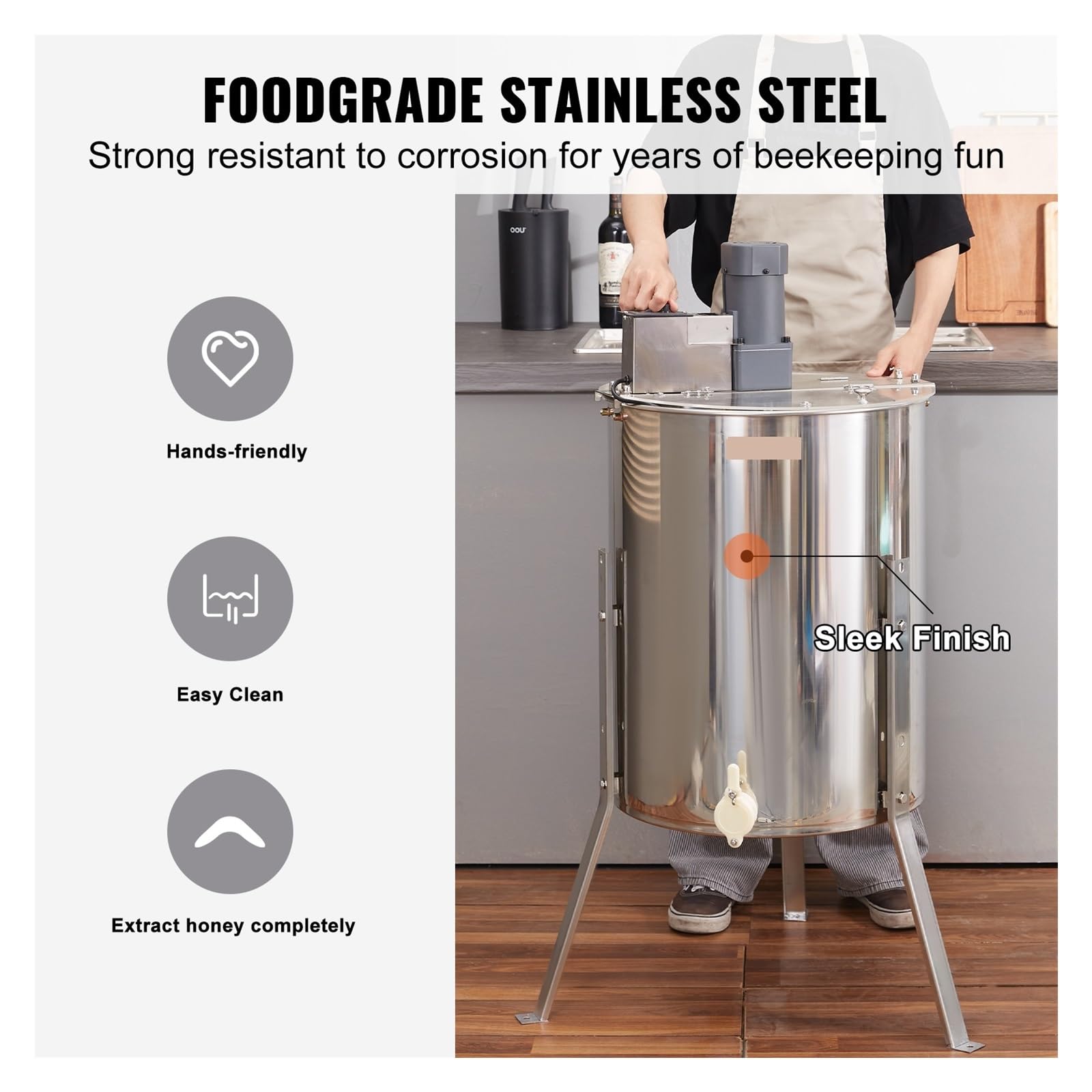 Miodarka 4/8 Fe Manual Electric Stainless Steel Honeycomb Wirówka Korbowa Wirówka Do Miodu Sprzęt Pszczelarski Pomocnik pszczelarza