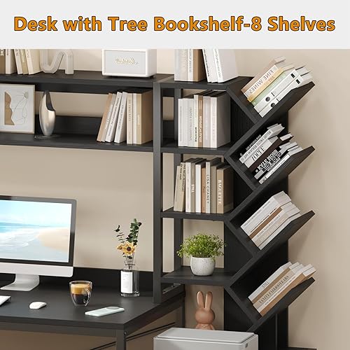 Miniatura 5 de Escritorio reversible para computadora con gabinete, escritorio de oficina en casa con cajones y estantería, escritorio de estudio de 52 pulgadas