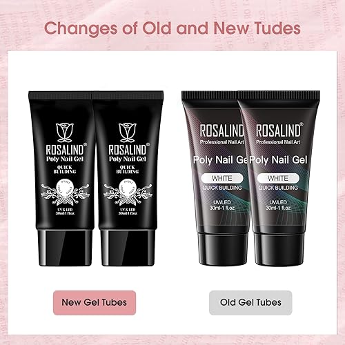Vista 29 de ROSALIND Gel de extensión transparente, 2 piezas de 1 onza/1.0 fl oz kit de gel de uñas transparente constructor transparente, tubo de polietileno