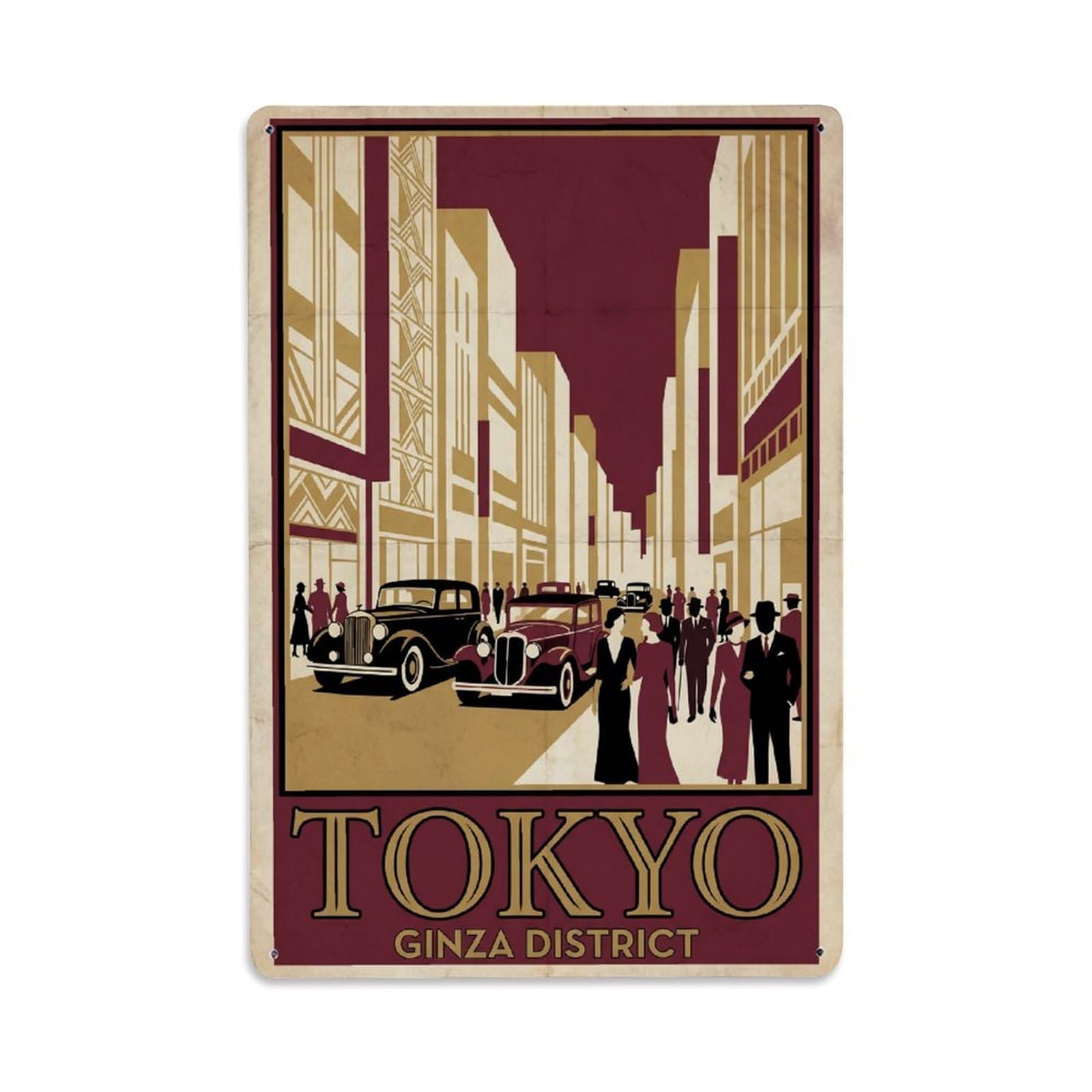 Gead 8X12inch Style Vintage Travel Tokyo Japan Ginza Metal Tin Sign