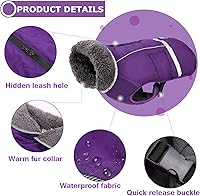 Vista 25 de QBLEEV Abrigo cálido para perro, chaqueta de invierno reflectante, impermeable, resistente al viento, ropa de cuello alto para perro para clima