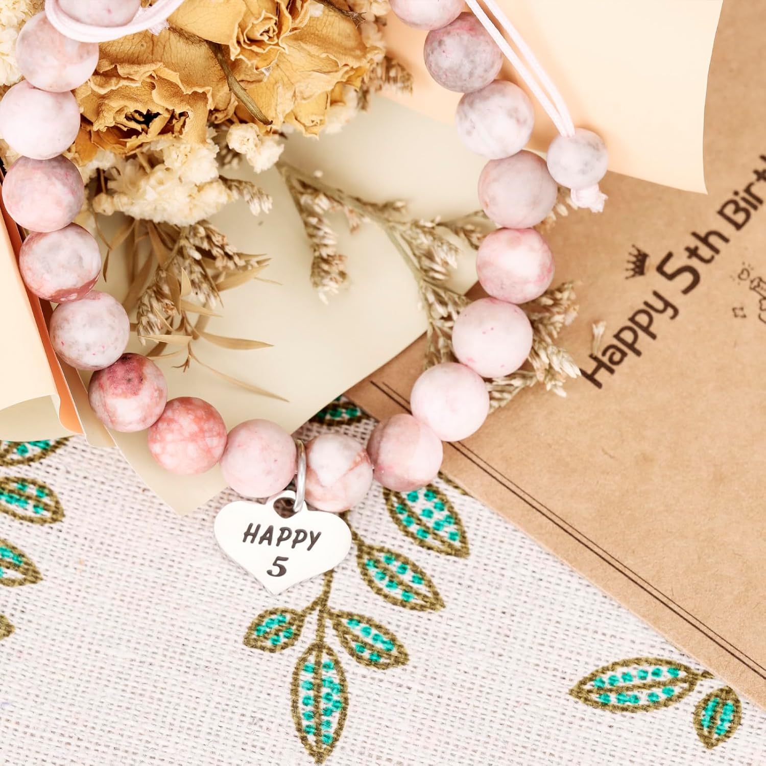 5th Birthday Bracelet Gift Happy 5 Yrs. Old 5 th Years Bday Present Jewelry for 5 Year Old - Image 5