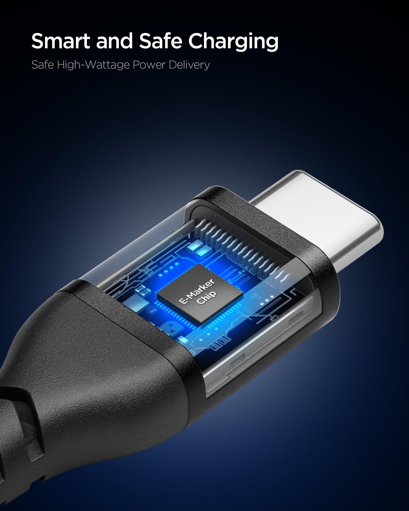 Spigen Type-C to C Cable Cable 100W, 2M, USB2, 480Mbps, E-Marker Chip, Durable Bending, Compatible with Galaxy, iPhone, iPad, Wearable device, TWS device (EB10020CCA) - Black — Amazon image 3