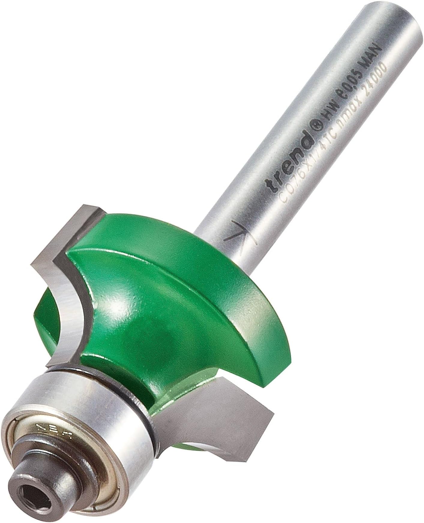 TRENDCraftPro Guided Rounded Over Router Bit, 1/4 Inch Shank, 1/4 Inch Radius & 1/2 Inch Cut Length, Tungsten Carbide Tipped, C076X1/4TC