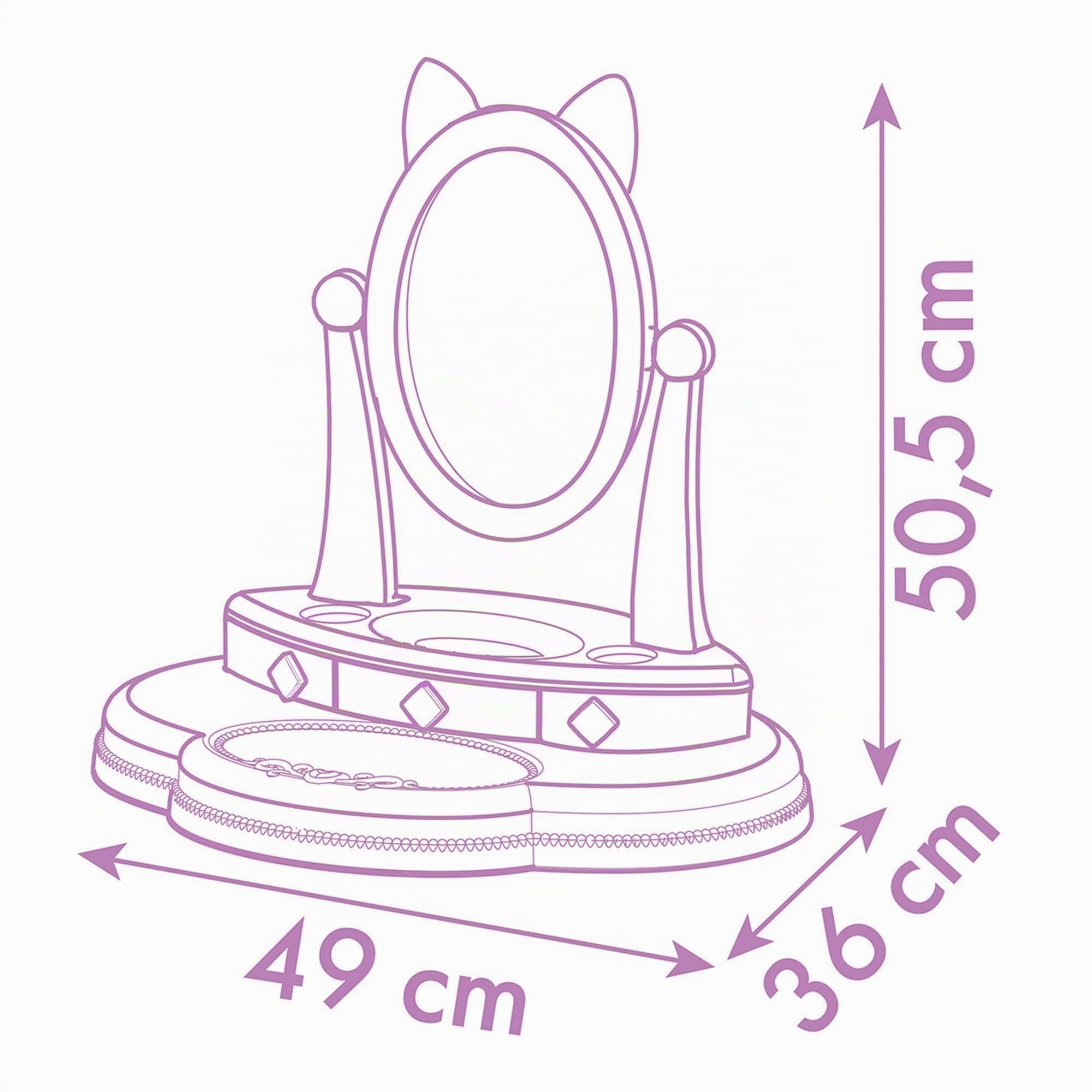 Smoby - Gabby Specchiera da tavolo, 7600320253, +3 anni, 15 accessori, trucchi finti