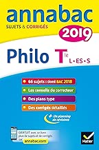 Download Annales Annabac 2019 Philosophie Tle L, ES, S: sujets et corrigés du bac Terminale séries générales PDF