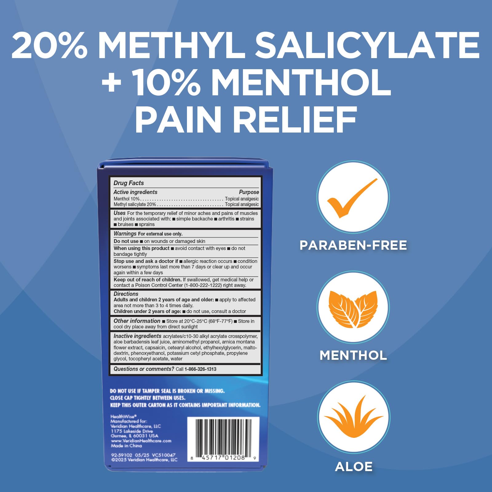 HealthWise 2X Medicated Pain Relief Roll-On, 3 oz — Amazon image 2