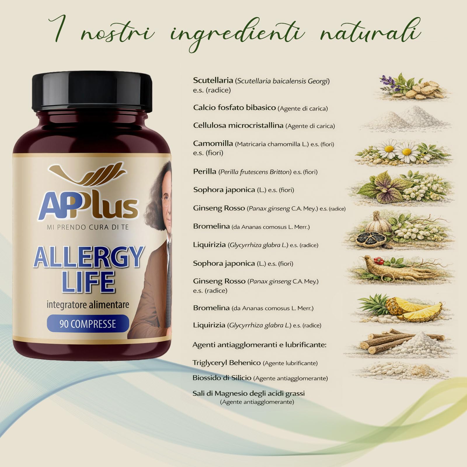 AP PLUS AllergyLife Integratore Alimentare con Estratti Vegetali per Difese Immunitarie e Supporto Naturale alle Reazioni Allergiche | 90 capsule