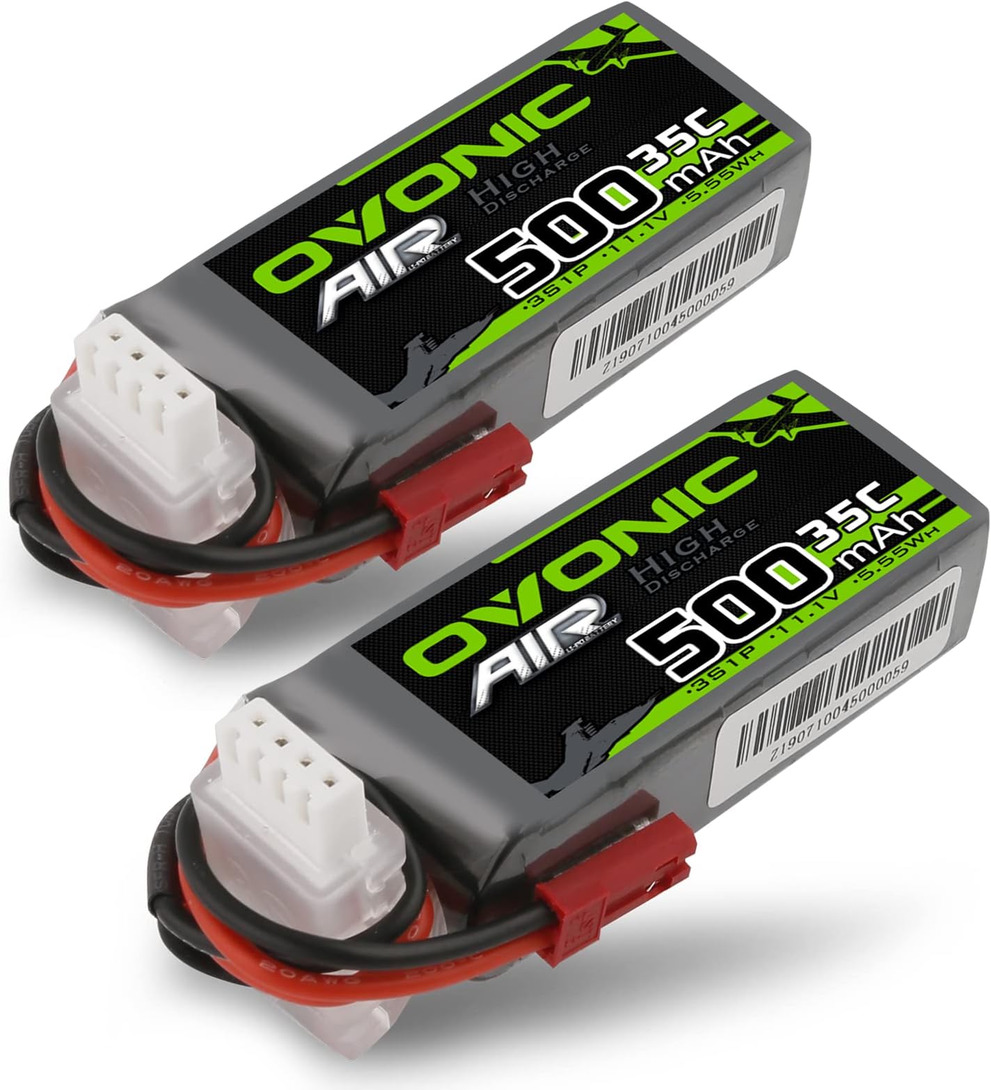 OVONIC 3S Lipo Battery 35C 500mAh 11.1V Lipo Battery with JST Connector for RC Airplane Helicopter Quadcopter FPV Racing Drone(2 Packs)