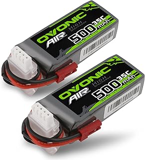 OVONIC 3S Lipo Battery 35C 500mAh 11.1V Lipo Battery with JST Connector for RC Airplane Helicopter Quadcopter FPV Racing Drone(2 Packs)
