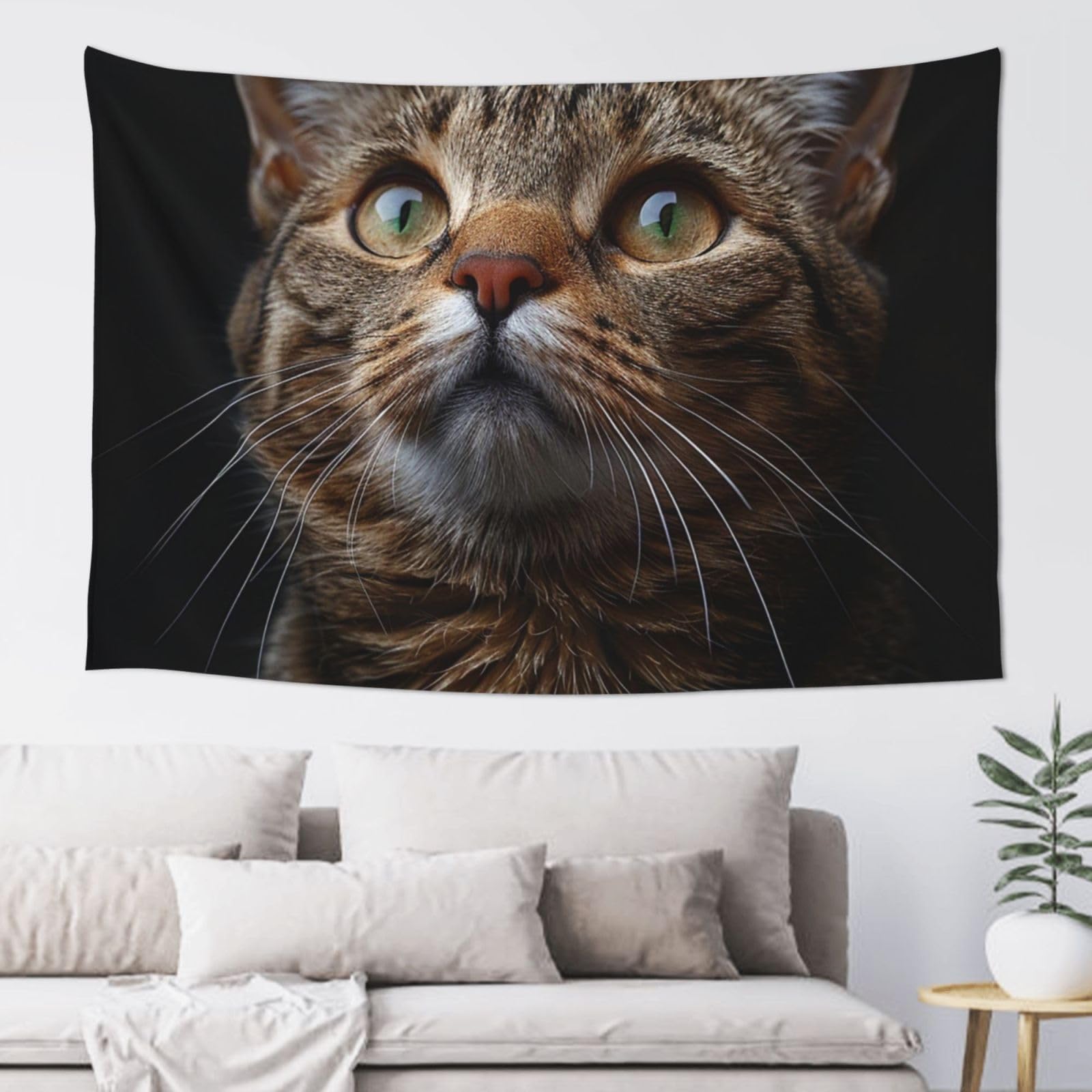QLDETUPWLX Tapestry 152x102 cm Wall Hanging for Living Room Cat Face Images Tapestries Home Decor Soft Aesthetic Tapestries Hanging Decor Blanket Wall Tapestry for Bedroom Dorm Indoor Outdoor
