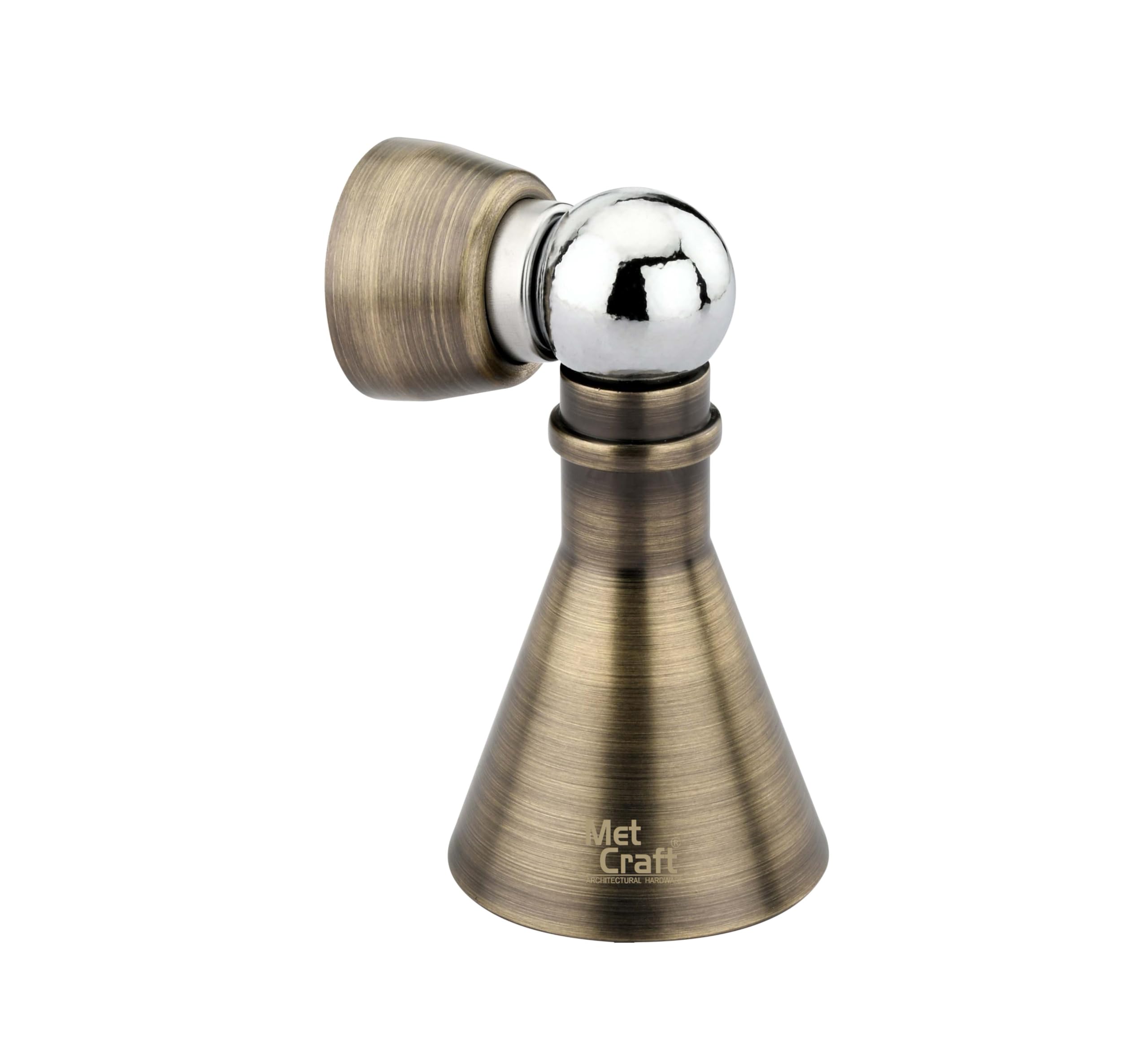 Met Craft Heavy Duty Zinc Alloy 4 inch Doll Door Magnetic Stopper Soft-Catch | Door Magnets to Hold Door | Door Magnet 360' Angle Hold with Screw Fitting .Pack of 1 (Antique Brass)