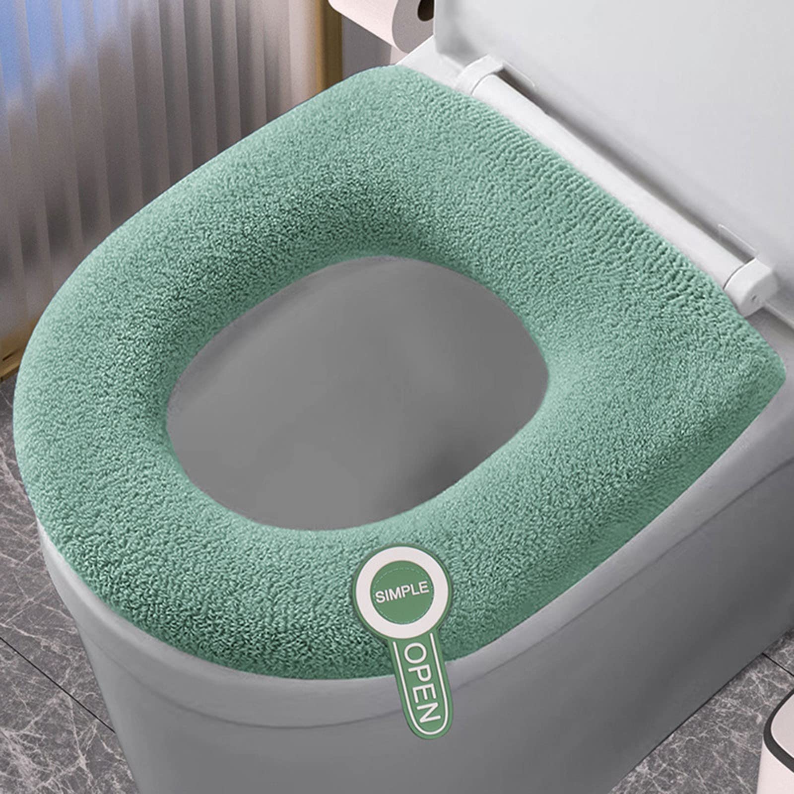 Mubx Four Seasons Universal Warm Toilet Seat, Soft Cover, Retractable, Washable, Comfortable, Reusable, Grey, Oval, Modern Minimalist, Polyester