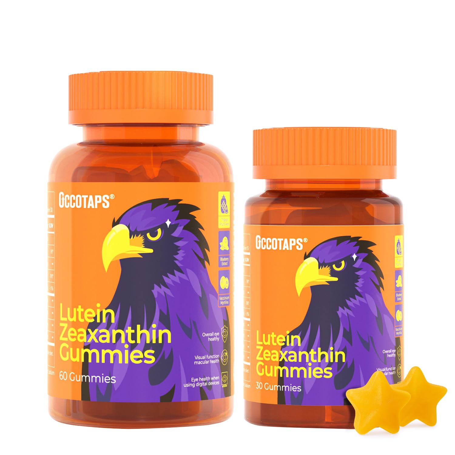 Lutein & Zeaxanthin Eye Vitamins Gummies for Daily Eye Health – 20mg Lutein, Sugar-Free, High-Potency Gummy with Bilberry Extract, Blue Light Support, Star-Shaped Gummies, 90 Count 45 Count (Pack of 2)