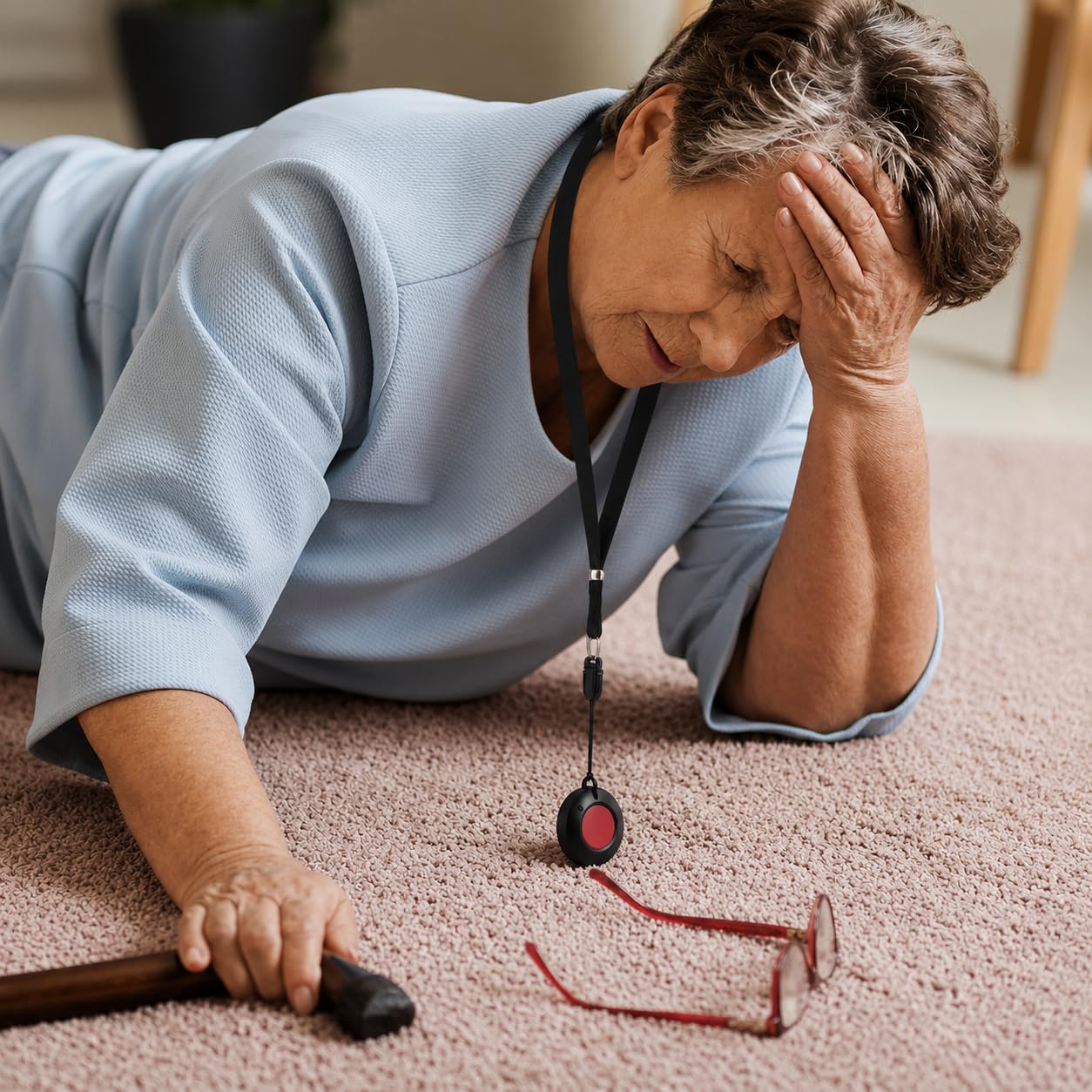 ELDAT Ensemble de demande de soins/alarme d'urgence domestique/alarme domestique pour seniors ave émetteur sans fil à porter au cou et fonction de confirmation