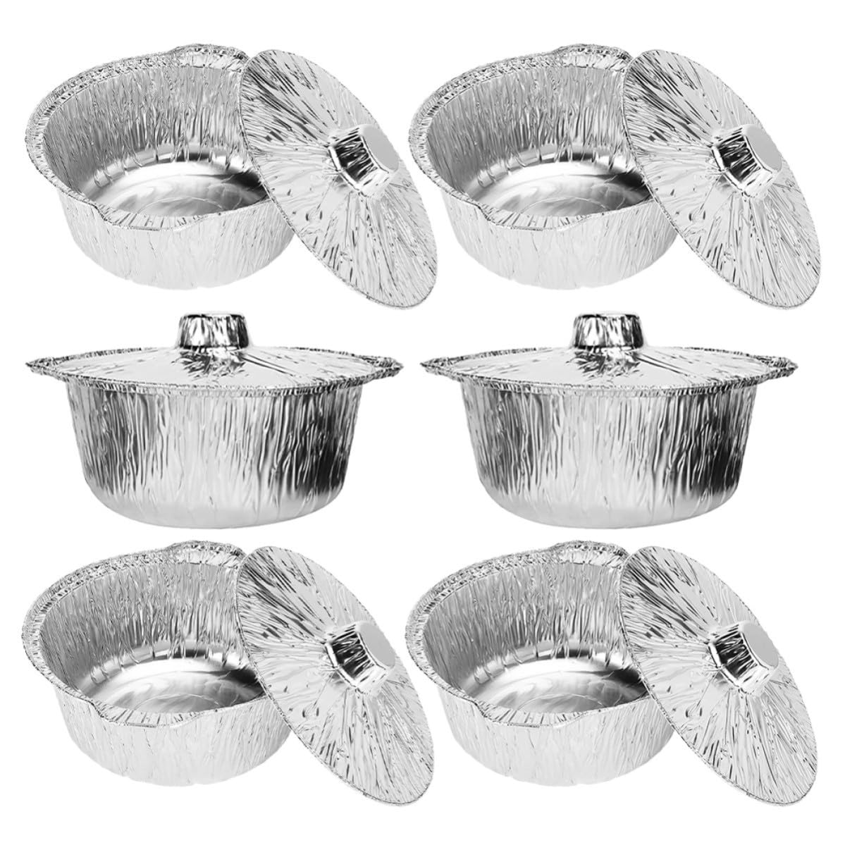 Ollas de aluminio redondas recipientes desechables para almacenar alimentos y cocinar
