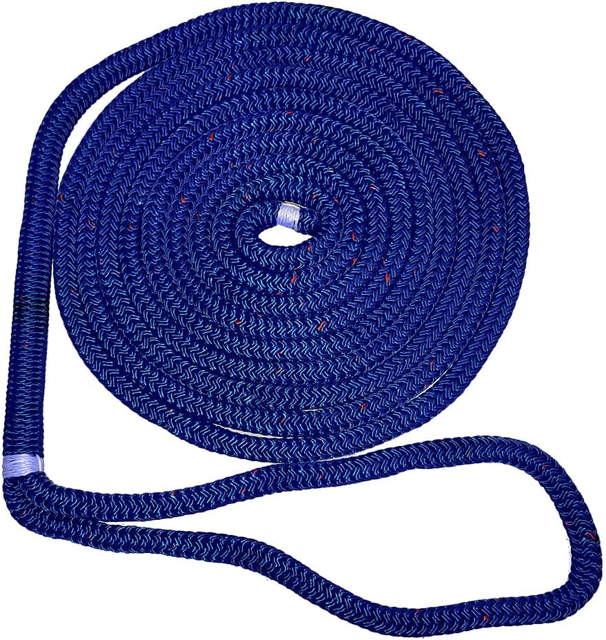 New England Ropes C5053-16-00025 1/2 X 25&39; Nylon Double Braid Dock Line - Blue W/tracer