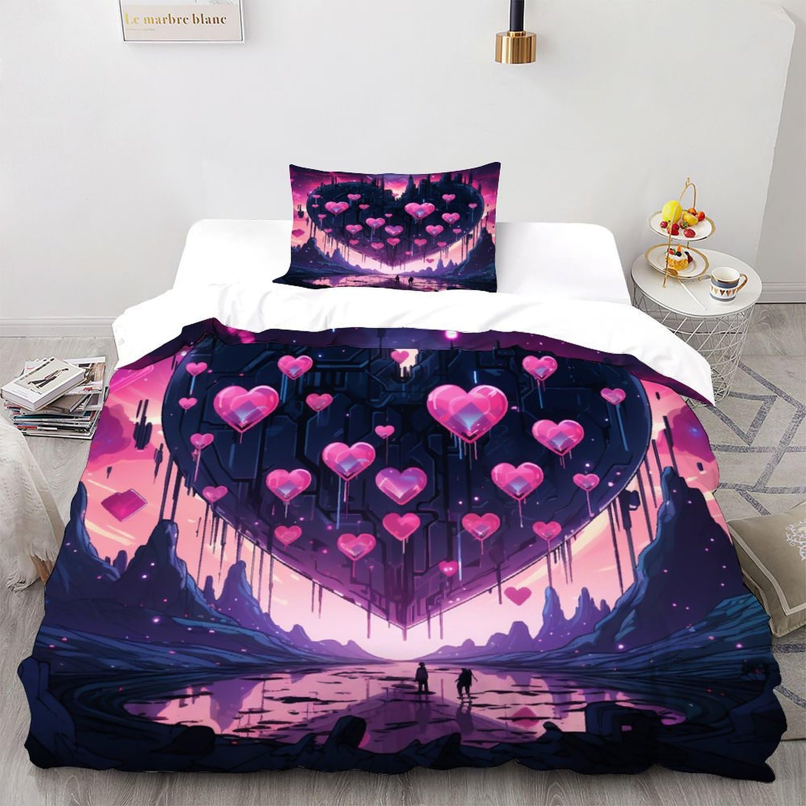 Housse de couette 135x200 animaux sauvages parure de lit single fermeture éclair microfibre
