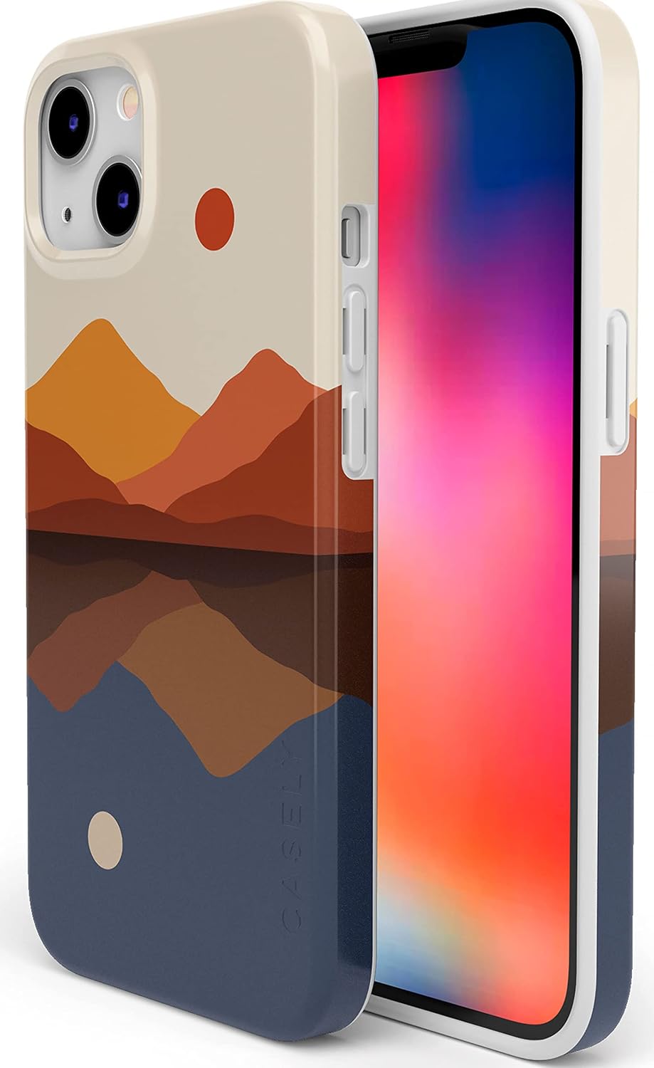 Casely iPhone 14 Plus Case | Opposites Attract | Day & Night Mountains | Compatible with MagSafe | Classic Ultra Slim Design