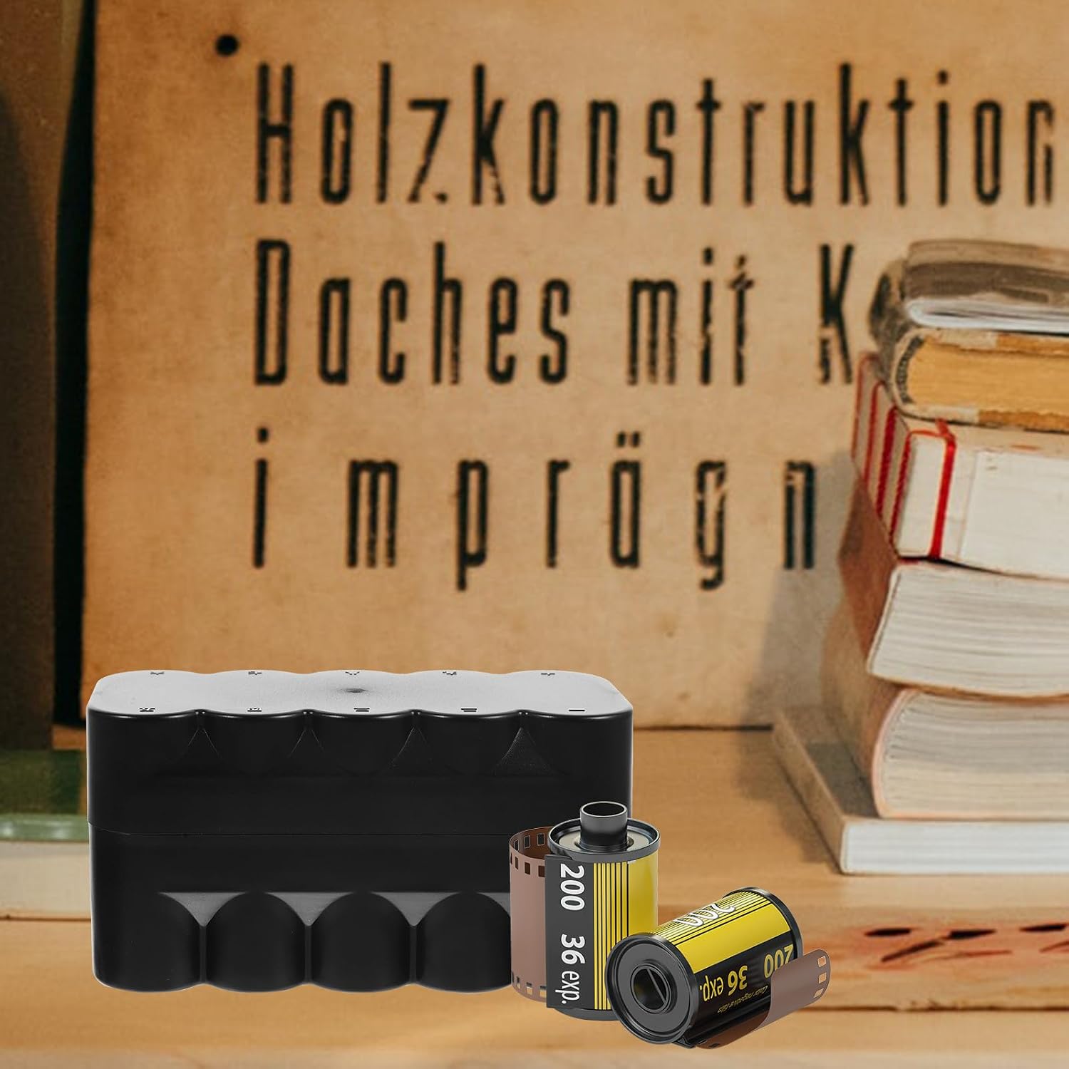 Black Plastic Film Roll Canisters Storage Box Case with Large Capacity Holds 10 Rolls Portable Film Holder for Home Supplies and On-the-go Use