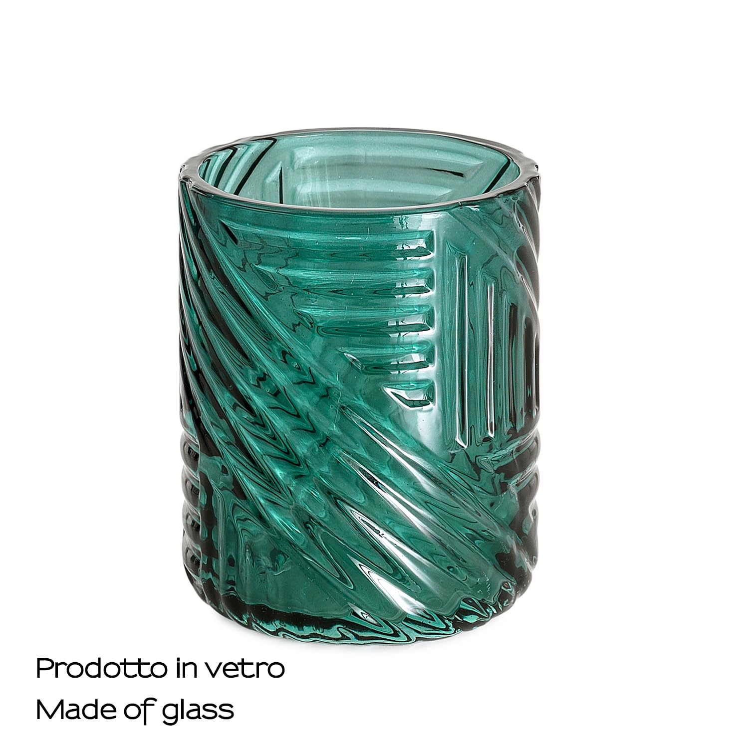 Gedy Corinne Toothbrush Holder, Glass, Green, 7.9 x 7.9 x 9.8 cm, 7,9x7,9x9,8cm - Image 2