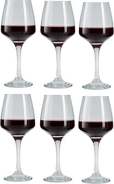Wine Glasses. Contemporary Drinking Glass Set. (Pack of 6) (295 cc/ml)