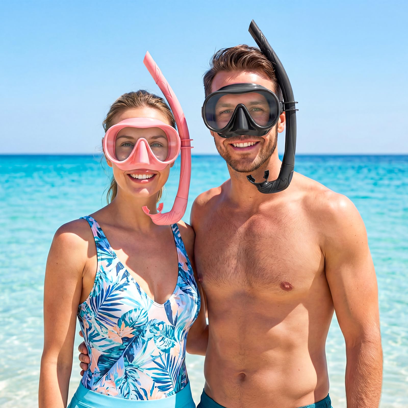 Equipo de esnórquel para adultos, juego de máscara de buceo con parte superior seca, gafas de natación para adultos con cubierta para la nariz