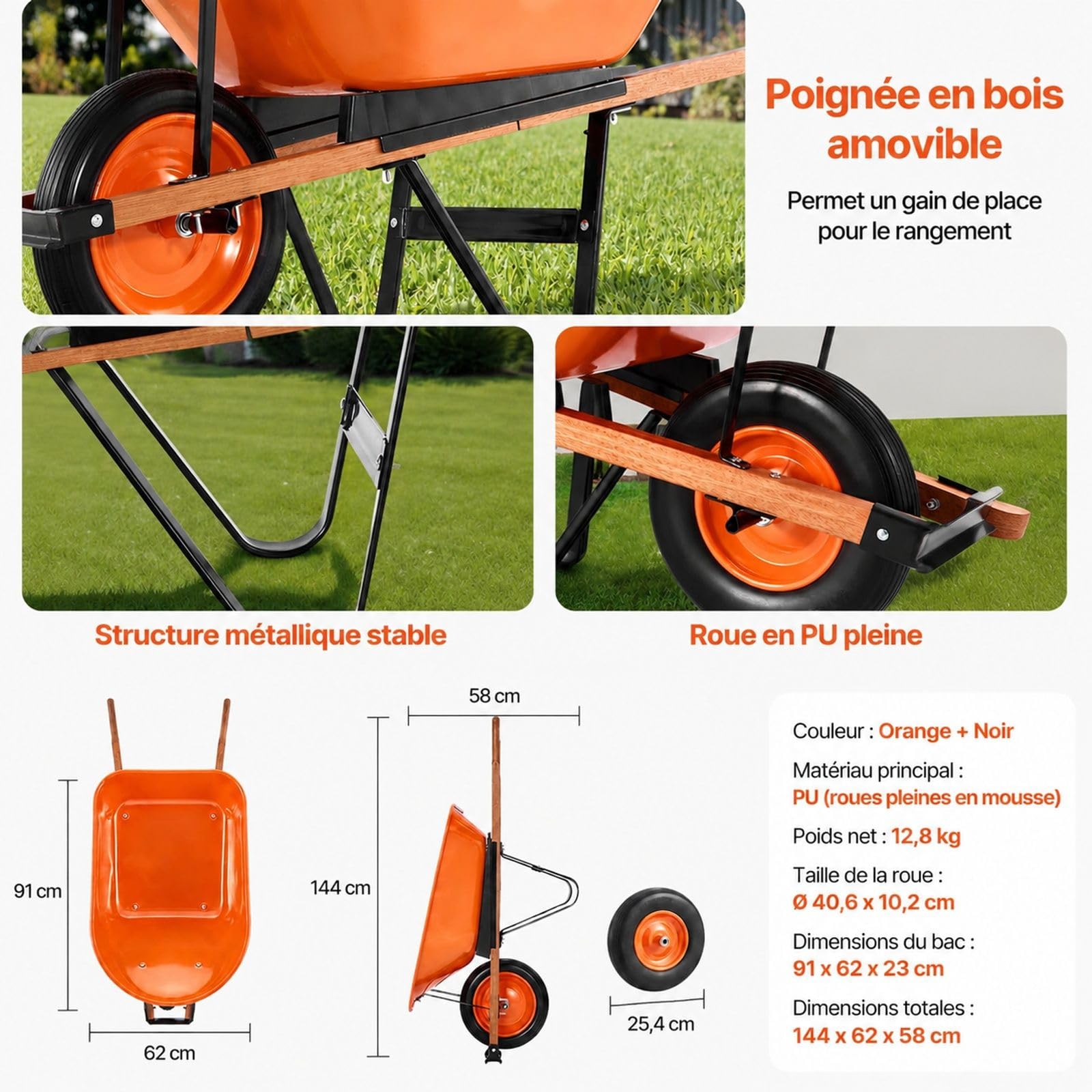 Brouette à Une Roue, Chariot de Jardin