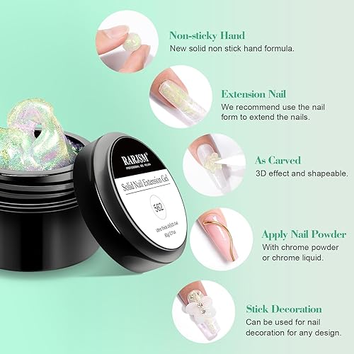 Miniatura 3 de RARJSM Aurora - Gel de construcción sólido antiadherente para esculpir 3D, gel de extensión de uñas para esculpir galaxia, nube estrellada,