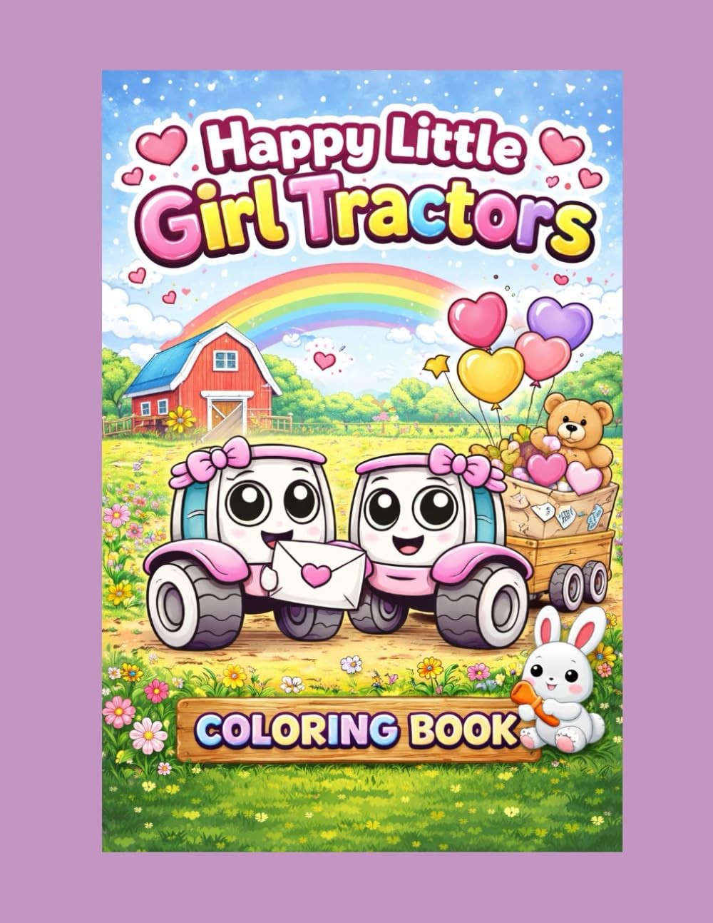 Happy Little Girl Tractors: Coloring Book