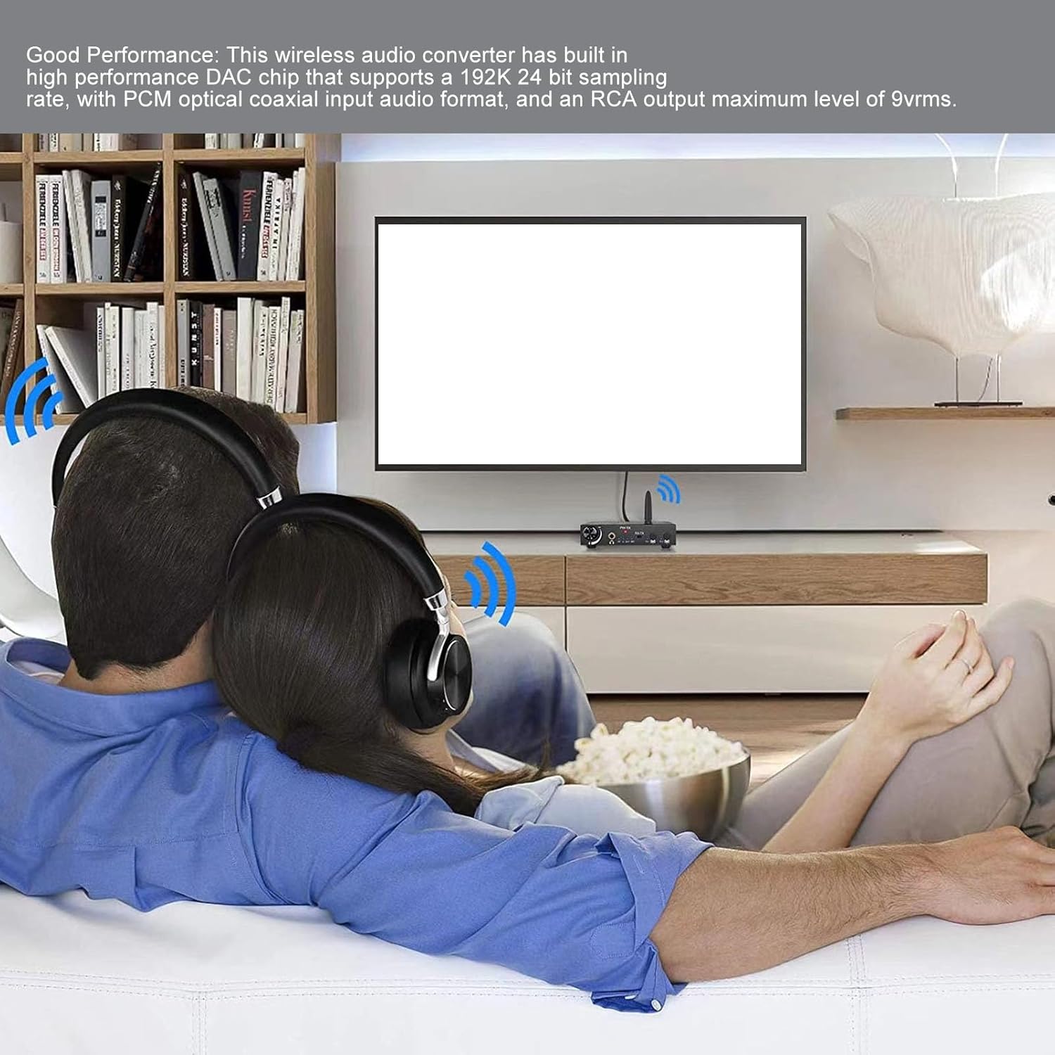 5.3 Transmitter Receiver WALFRONT 2-in-1 Wireless Audio Converter Optical Coaxial Input DAC Chip Volume Control HiFi Audio for Speakers Headphones