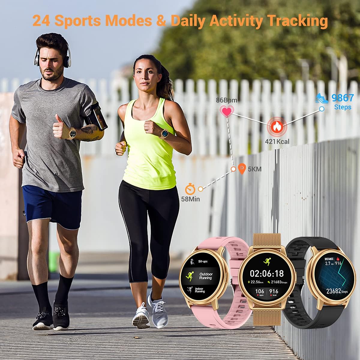 CanMixs Smartwatch B83 showing 24 sports modes and daily activity tracking
