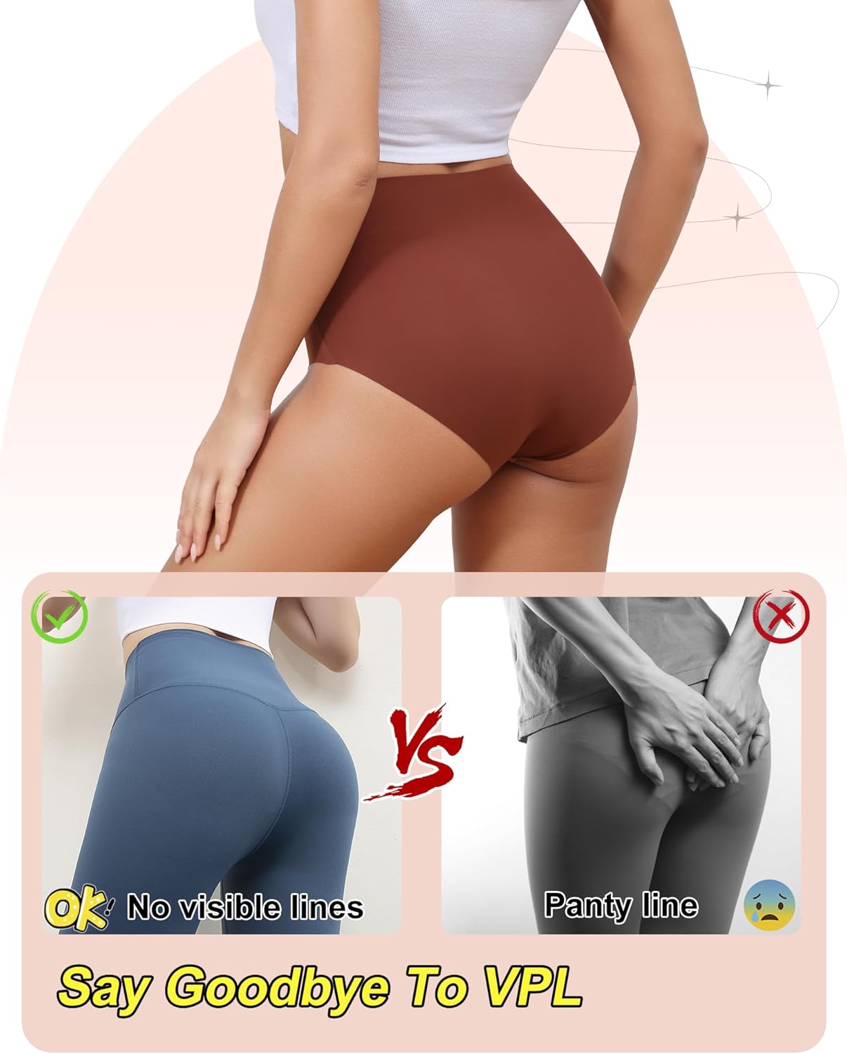 LEVAO Womens High Waist Seamless Underwear Full Coverage Breifs No Show Ladies Panties 6 Pack S-XXL - Image 5