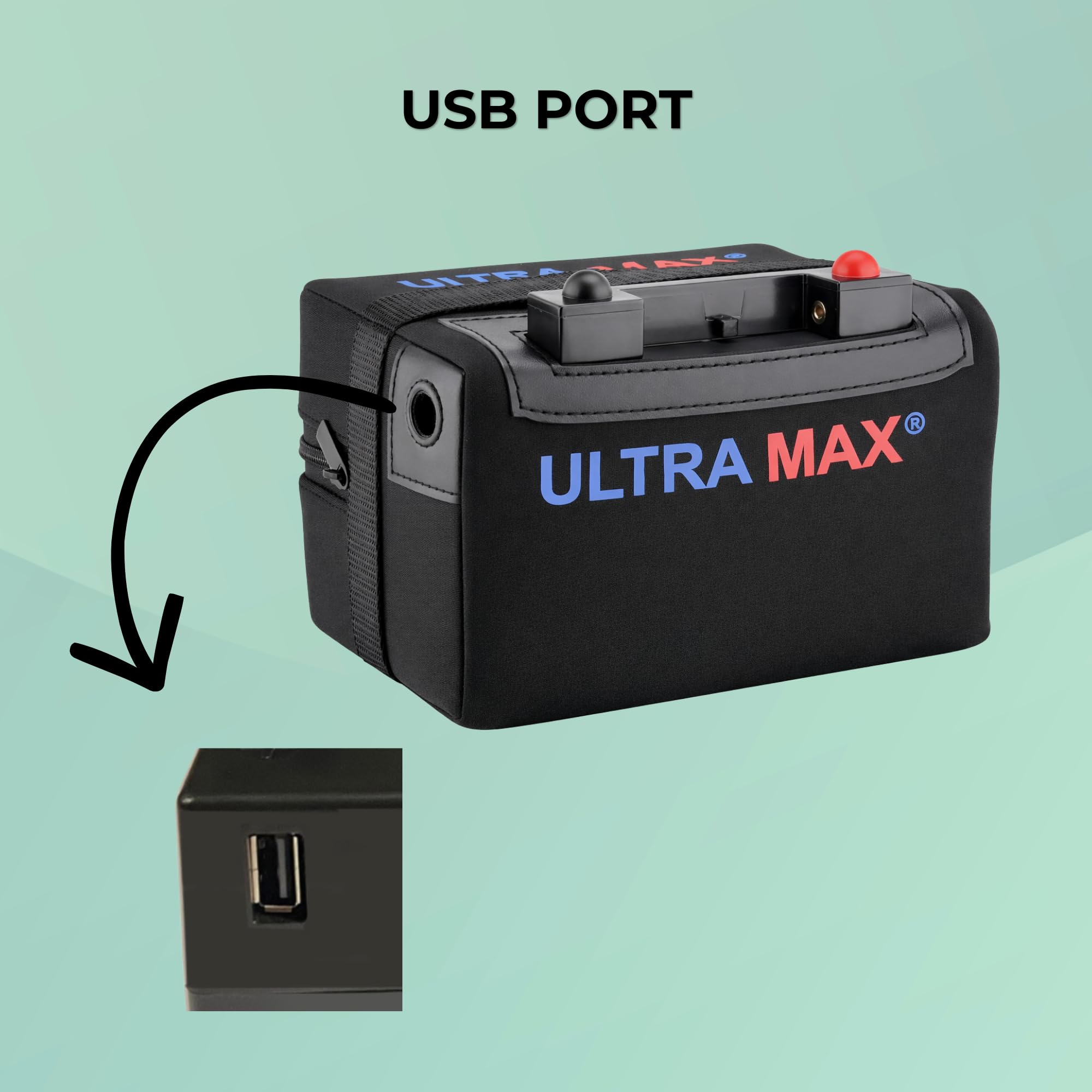 ULTRAMAX 12V 22AH LITIO GOLF CARROLLEY BATTERY WITH USB PORT (LI22-12USB)