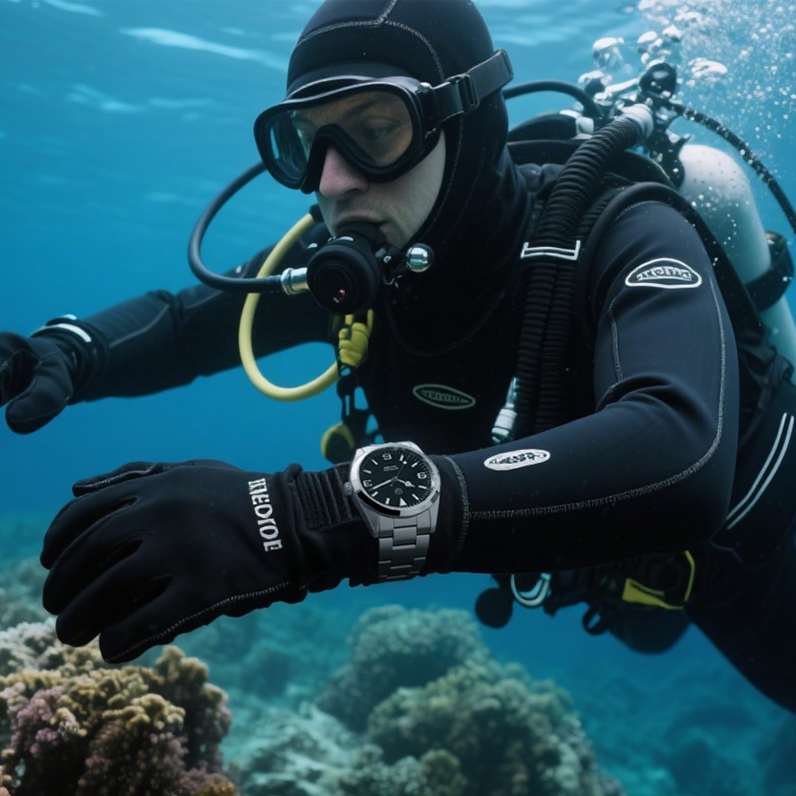 watchdives WD6610 Orologio automatico, movimento giapponese 9015, 37 mm, in cristallo zaffiro, da uomo, impermeabile fino a 100 m, con chiusura a regolazione rapida OTF