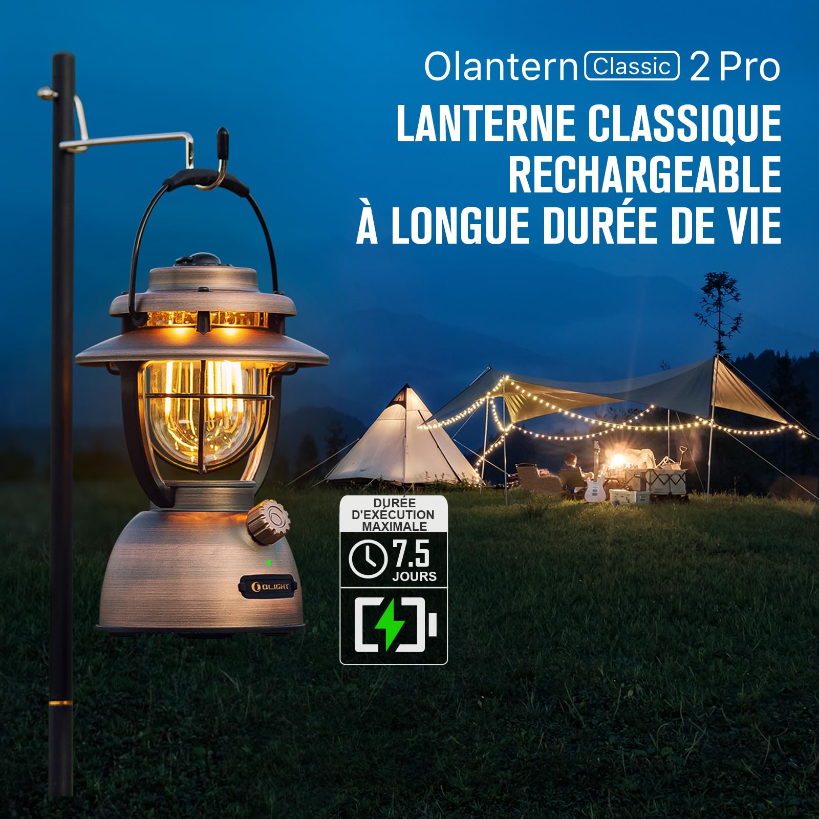 OLIGHT Olantern Classic 2 Pro Lanterne Camping LED Rechargeable, 300LM 4 Modes Rétro Vintage Lanterne Lampe comme Powerbank, Lumières Orange et Blanche Chaude Camping Portable Lampe(Bronze Antique)