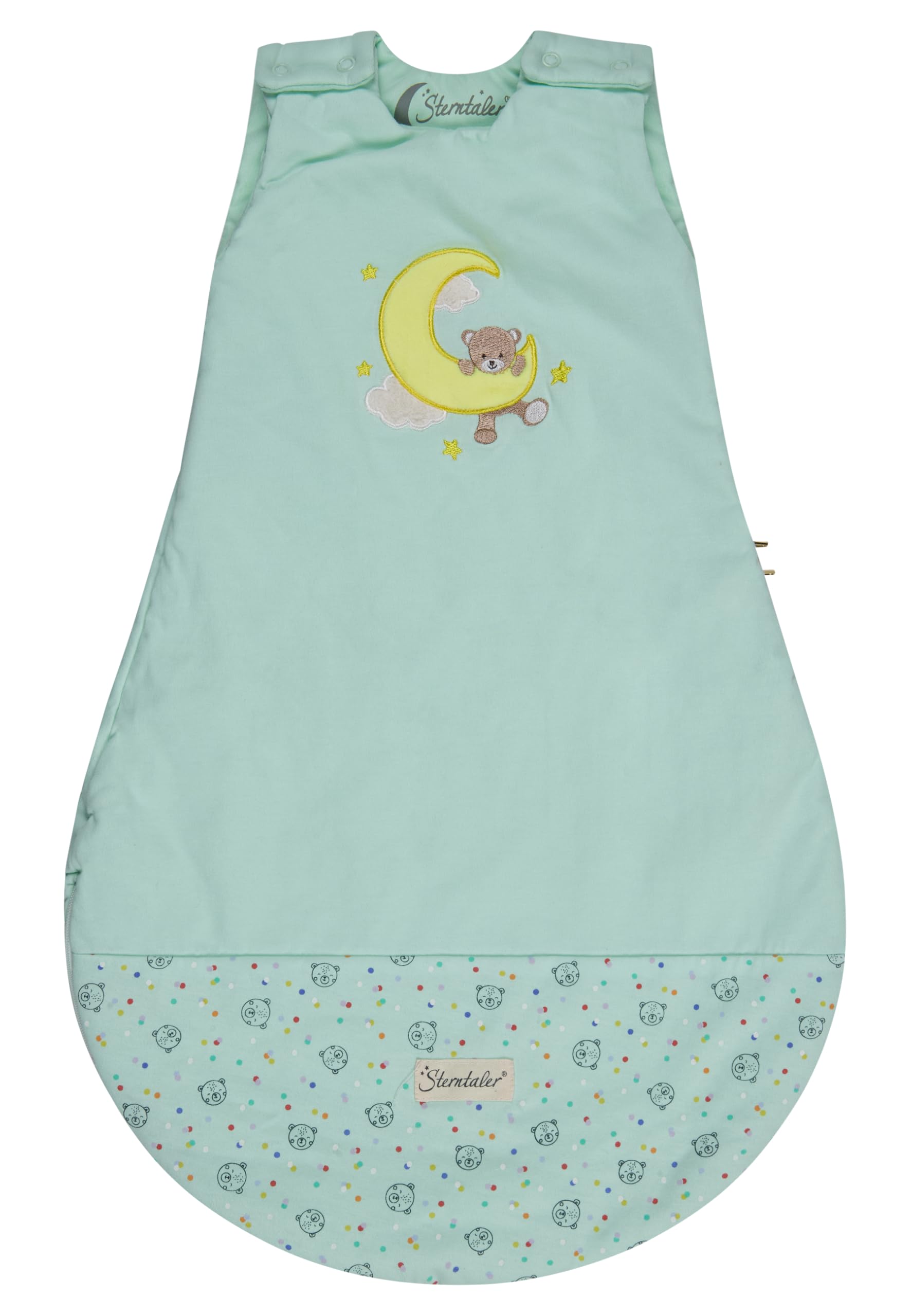 Sterntaler Babyschlafsack 62/68 cm Bär Bo, Polycotton-Schlafsack mit Stickerei, Hydrocool Futter, leichter Wattierung, Zwei-Wege-Reißverschluss, Mesheinsatz, mintgrün, 1,50 TOG, Größe 68