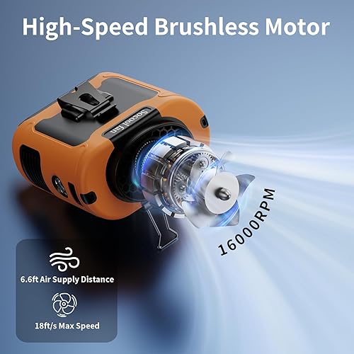 Miniatura 5 de Socool Ventilador de cintura portátil de 10000 mAh con clip en ventiladores personales recargables, ventilador de camisa de cinturón portátil de